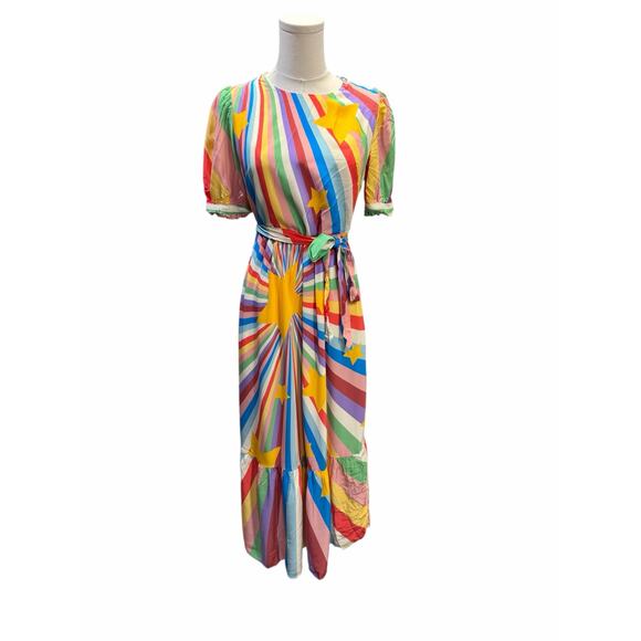 Boden Blouson Crew Neck Maxi Dress – Multi Supernova Print - Picture 6 of 9